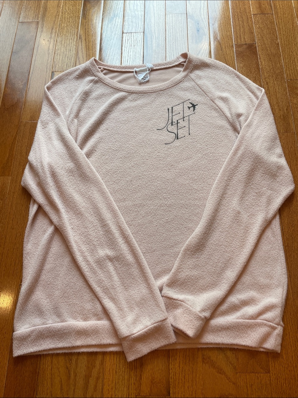 Project Social T Light Pink Crewneck Sweater with Jet Set Logo
